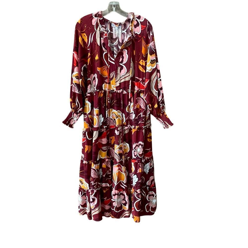 Gibson Latimer Maxi Dress Size Small Pockets Floral Cottage Long Colorful